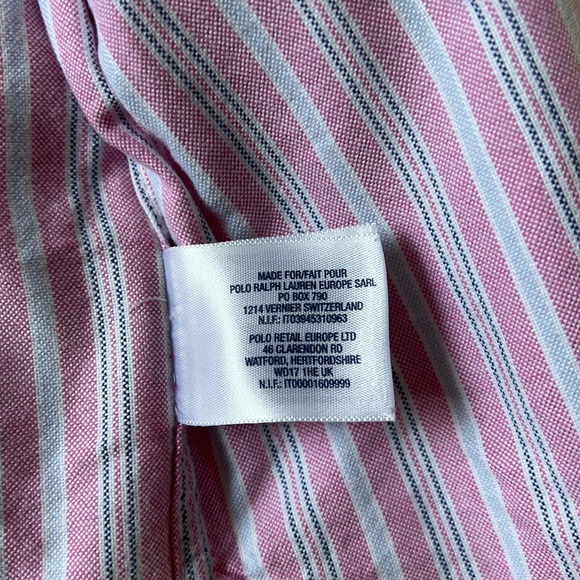 Pink with light blue striped boys Ralph Lauren long sleeve button down - Picture 5 of 6